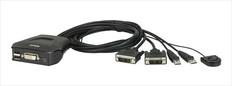 ケーブル一体型2ポート　USB　DVI　KVMスイッチ