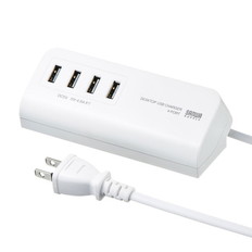 マグネット付USB充電器(4ポートホワイト)