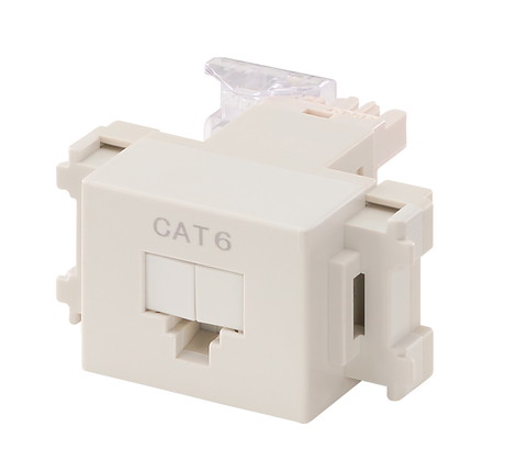 1554784-8: Cat6シャッター付モジュラージャック (白): LAN工事部材 