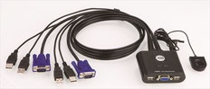 ケーブル一体型　USB　2ポートKVMスイッチ