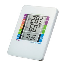 熱中症＆インフルエンザ表示付きデジタル温湿度計（警