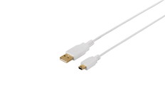 USB2.0ケーブル　(A　to　miniB)　スリムタイプ　1m　ホワイト