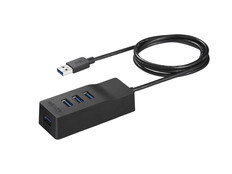 USB3.0　4ポートセルフパワーハブ　マグネット付き　ブラック