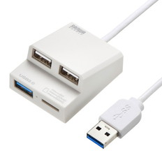 USB3.0+USB2.0コンボハブカードリーダー付き(ホワイト)