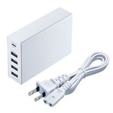 USB　PD対応AC充電器(5ポート･合計60W･ホワイト)
