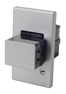 壁用プッシュコンセント　アース付き/カギ付き　シルバー