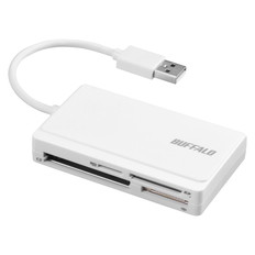 USB2.0　マルチカードリーダー　ケーブル収納モデル　ホワイト