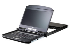PS/2-USB対応　8ポートVGA　ワイドLCD　KVMドロワー