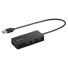 Giga対応　USB-A　LANアダプターハブ付　ブラック