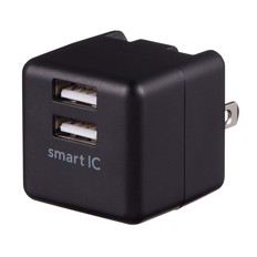 AC-USB　アダプタ　2ポート　2.4Ah　スマートIC　ブラック