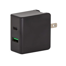 AC-USBアダプタ　2P　USBCケーブル1m　PD対応　ブラック