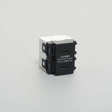 埋込USB給電コンセント2ケ口　黒　2.4A　5V