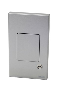 アルミ壁用プッシュコンセント　アース無し/カギ付き　シルバー