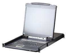 8ポート　PS/2-USB　VGA　19LCD　IP-KVMドロワー　ショートレール(デイジーチェーンポート､USBデバイス対応)
