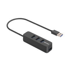 USB-A　3.2Gen1バスパワー上挿しハブ　磁石　ブラック