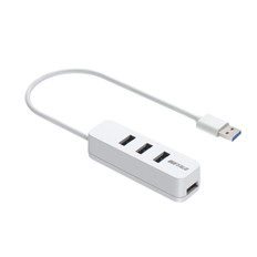 USB-A　3.2Gen1バスパワー上挿しハブ　磁石　ホワイト