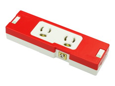 常設露出コンセント　2口　E付抜止　ET付(レッド)