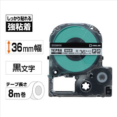 ｢テプラ｣PROテープ　強粘着　白/黒文字　36mm幅